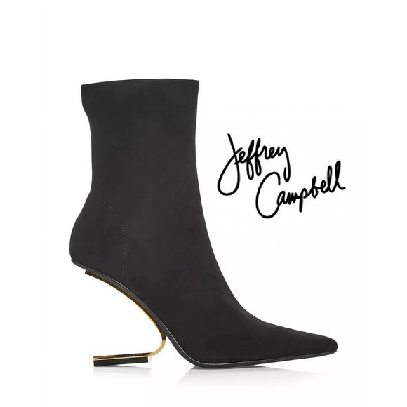 Jeffrey Campbell Stretch Bootie with gold heel - Picture 3 of 10